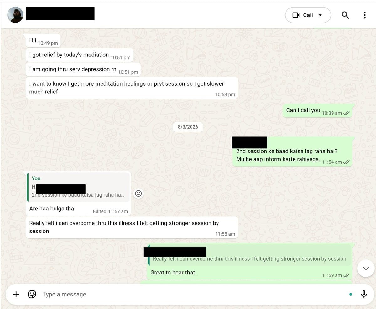 WhatsApp message from Saturday Reset participant