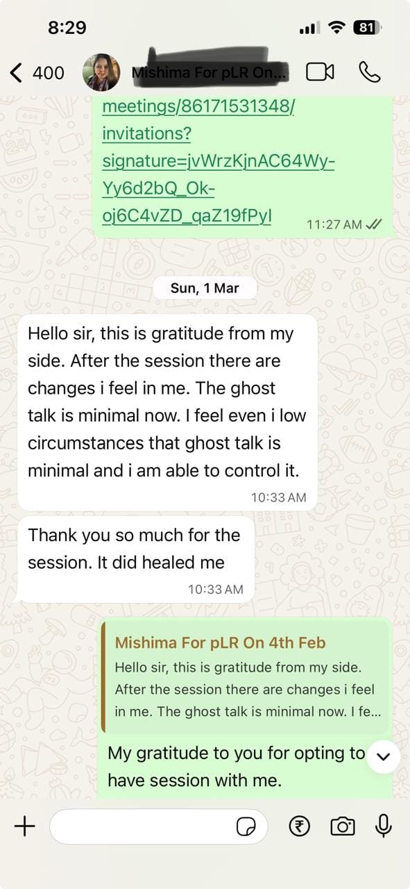 WhatsApp testimonial - Ghost Talk
